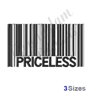 May include: Black and white barcode with the word "PRICELESS" printed below it.