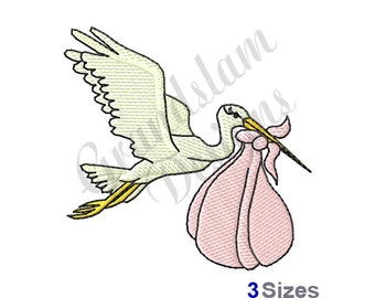 Stork Baby Girl Delivery  Machine Embroidery Design, Embroidery Designs, Embroidery, Embroidery Patterns, Embroidery Files, Instant Download