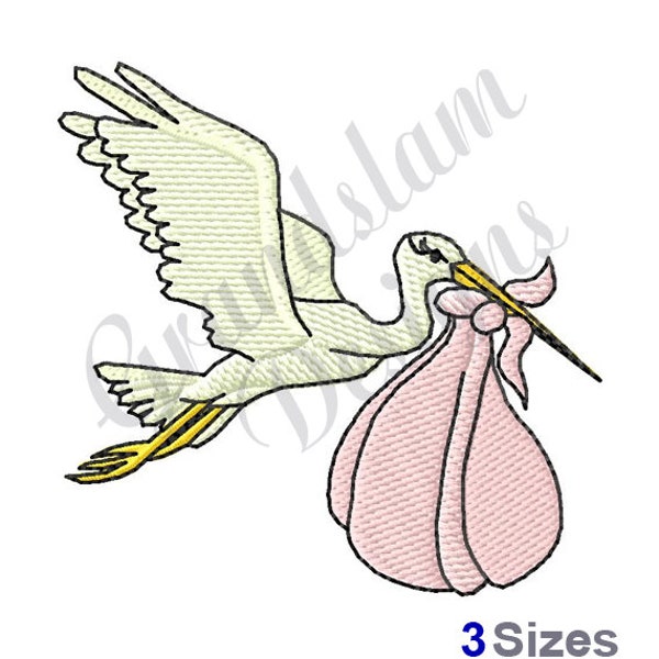 Stork Baby Girl Delivery  Machine Embroidery Design, Embroidery Designs, Embroidery, Embroidery Patterns, Embroidery Files, Instant Download