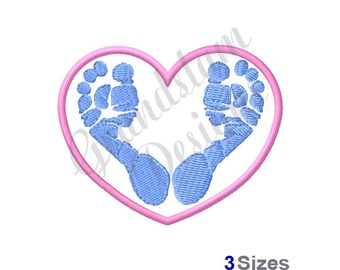 Baby Feet Heart - Machine Embroidery Design