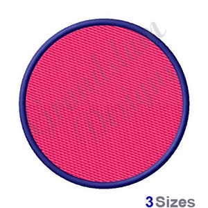 May include: A pink circle with a blue outline. The circle has a textured surface.