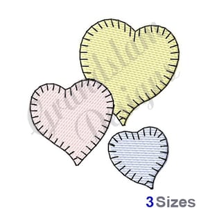 Three Stitched Hearts - Machine Embroidery Design, Embroidery Designs, Embroidery, Embroidery Patterns, Embroidery Files, Instant Download