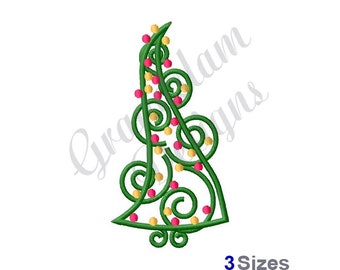 Swirly Christmas Tree - Machine Embroidery Design