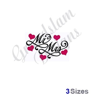 Mr & Mrs Hearts Wedding - Machine Embroidery Design