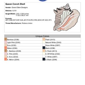 Queen Conch Sea Shell - Machine Embroidery Design - Etsy