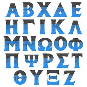 Small Greek Toga Embroidery Font Set- Multicolor Greek Machine Embroidery Alphabet Font