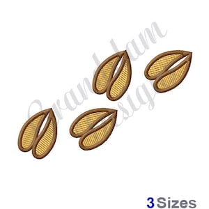 May include: Four brown and yellow embroidered hoof prints on a white background.