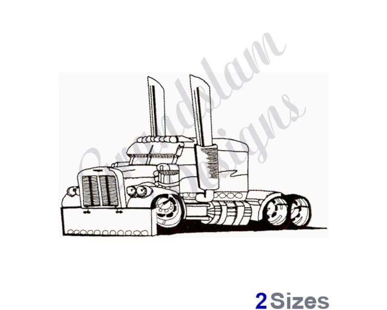 Semi Truck Outline Machine Embroidery Design | Etsy