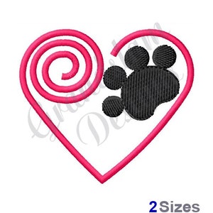 Heart Paw, Dog Paw, Cat Paw, Love Cat, Love Dog - Machine Embroidery Design
