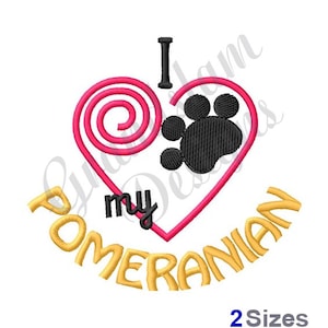 Pomeranian Dog Love - Machine Embroidery Design, Embroidery Designs, Embroidery, Embroidery Patterns, Embroidery Files, Instant Download
