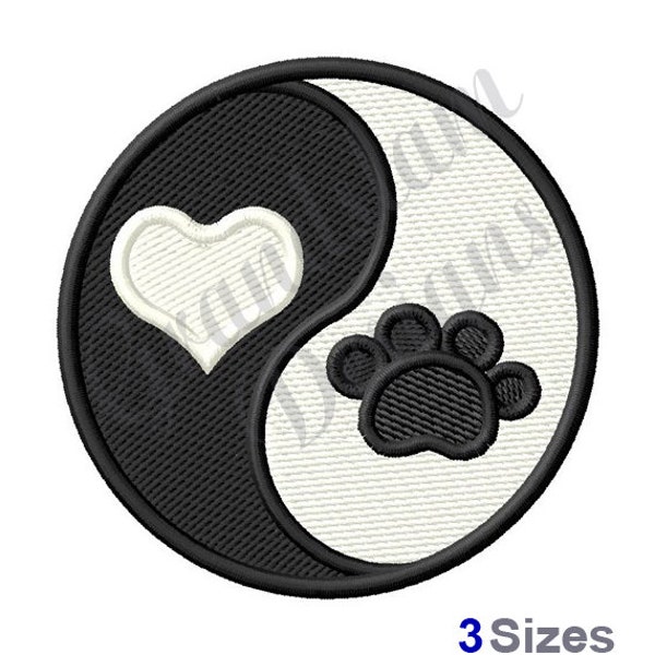Heart & Dog  Ying Yang Paw - Machine Embroidery Design