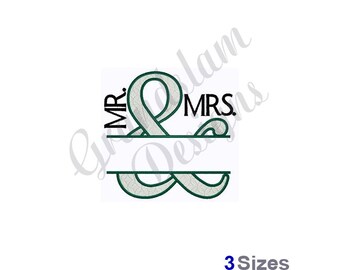 Namedrop Mr & Mrs Split Wedding - Machine Embroidery Design