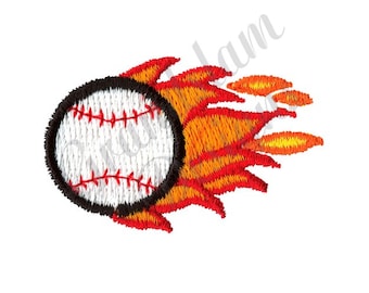 Flaming Baseball - Machine Embroidery Design 2 sizes
