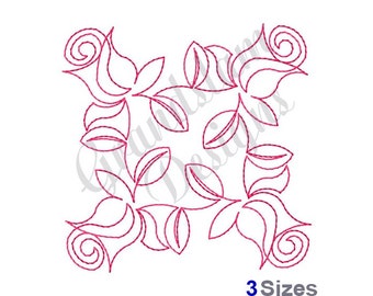 Roses Quilting Square Redwork - Machine Embroidery Design, Embroidery Designs, Embroidery Patterns, Embroidery Files, Instant Download