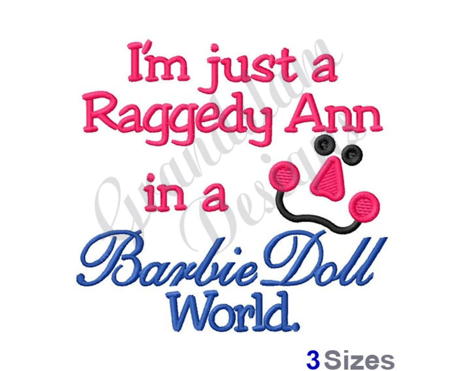 Barbie Doll Machine Embroidery Design | Etsy