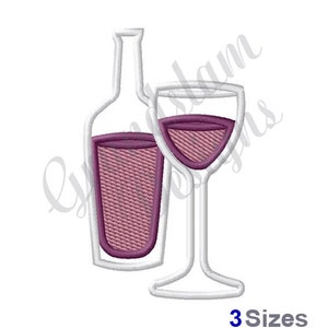 Wine Bottle & Glass - Machine Embroidery Design