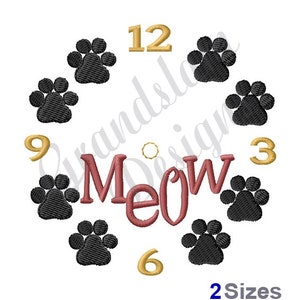 Meow Cat Clock Face - Machine Embroidery Design