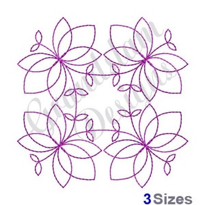 Blumen Quilten Redwork - Maschinenstickerei, Stickmuster, Stickerei, Stickmuster, Stickdateien, sofort Download