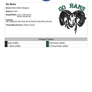 Go Rams - Machine Embroidery Design - Etsy