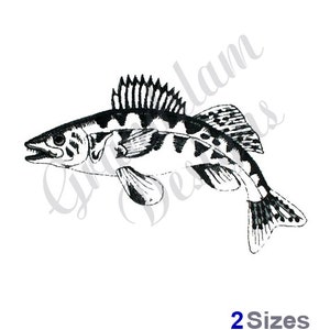 Walleye Outline Fish - Machine Embroidery Design