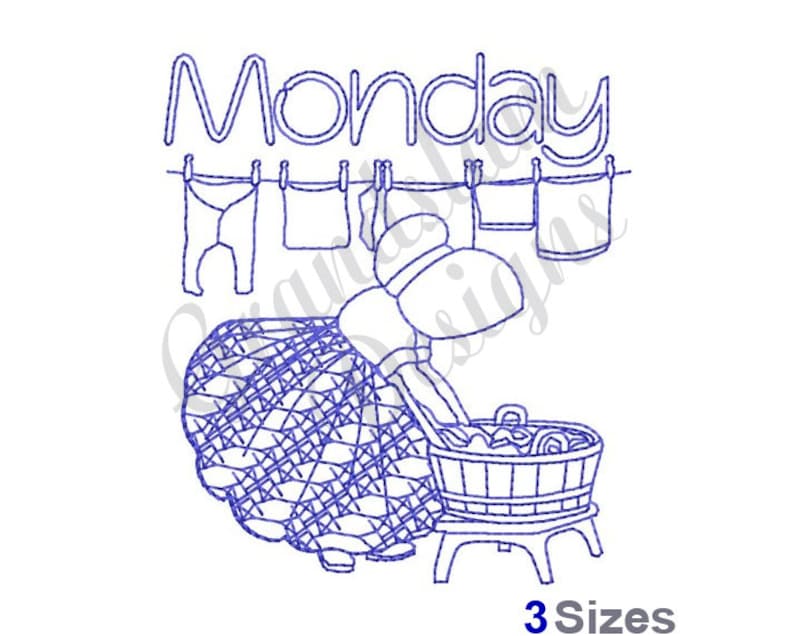 Monday Wash Machine Embroidery Design Etsy