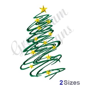 Swirly Christmas Tree - Machine Embroidery Design