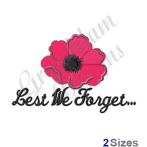 Lest We Forget - Machine Embroidery Design, Embroidery Designs, Machine Embroidery, Embroidery Patterns, Embroidery Files, Instant Download