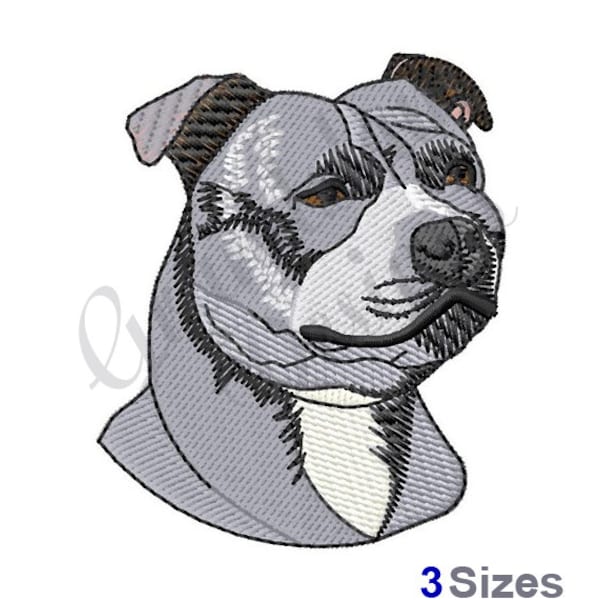 Staffy Hundekopf - Maschinenstickerei Design, Stickmuster, Maschinenstickerei, Stickmuster, Stickdateien, Instant Download