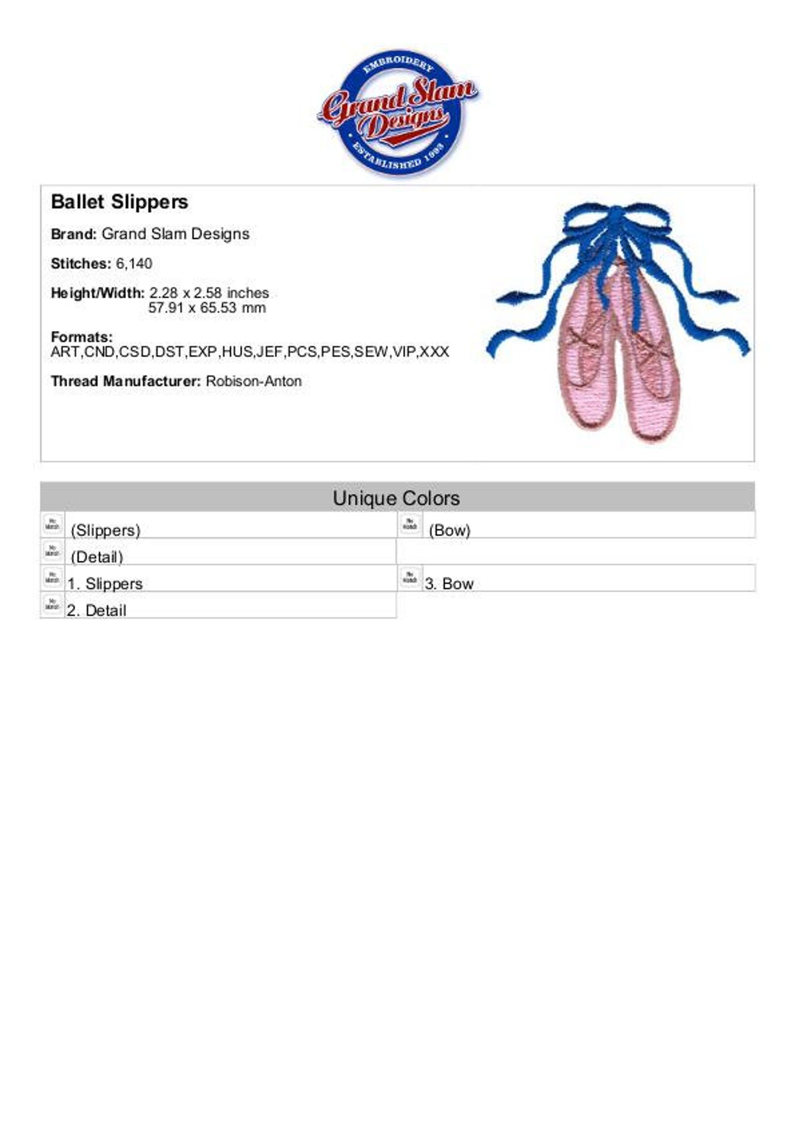 ballet slippers - machine embroidery design