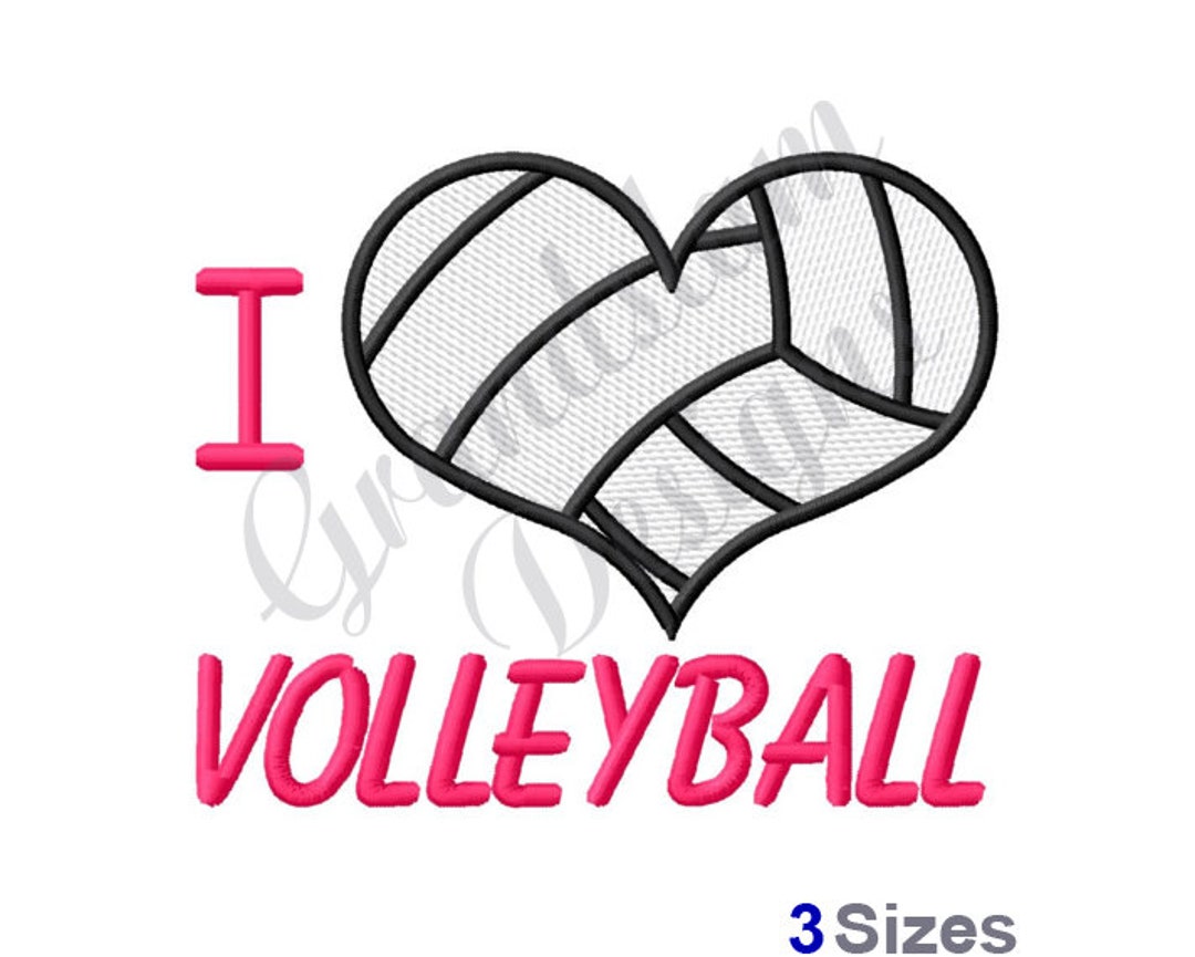 I Love Volleyball Heart Machine Embroidery Design Etsy