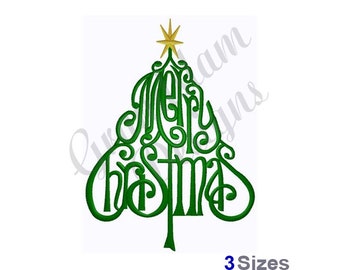 Merry Christmas Tree - Machine Embroidery Design