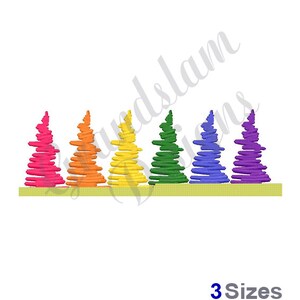 Rainbow Christmas Trees - Machine Embroidery Design