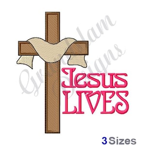 Jesus Lives Cross Machine Embroidery Design, Embroidery Designs, Machine Embroidery, Embroidery Patterns, Embroidery Files, Instant Download