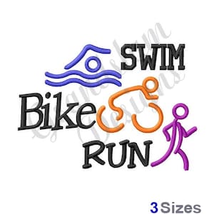 Swim Bike Run Triathlon - Machine Embroidery Design