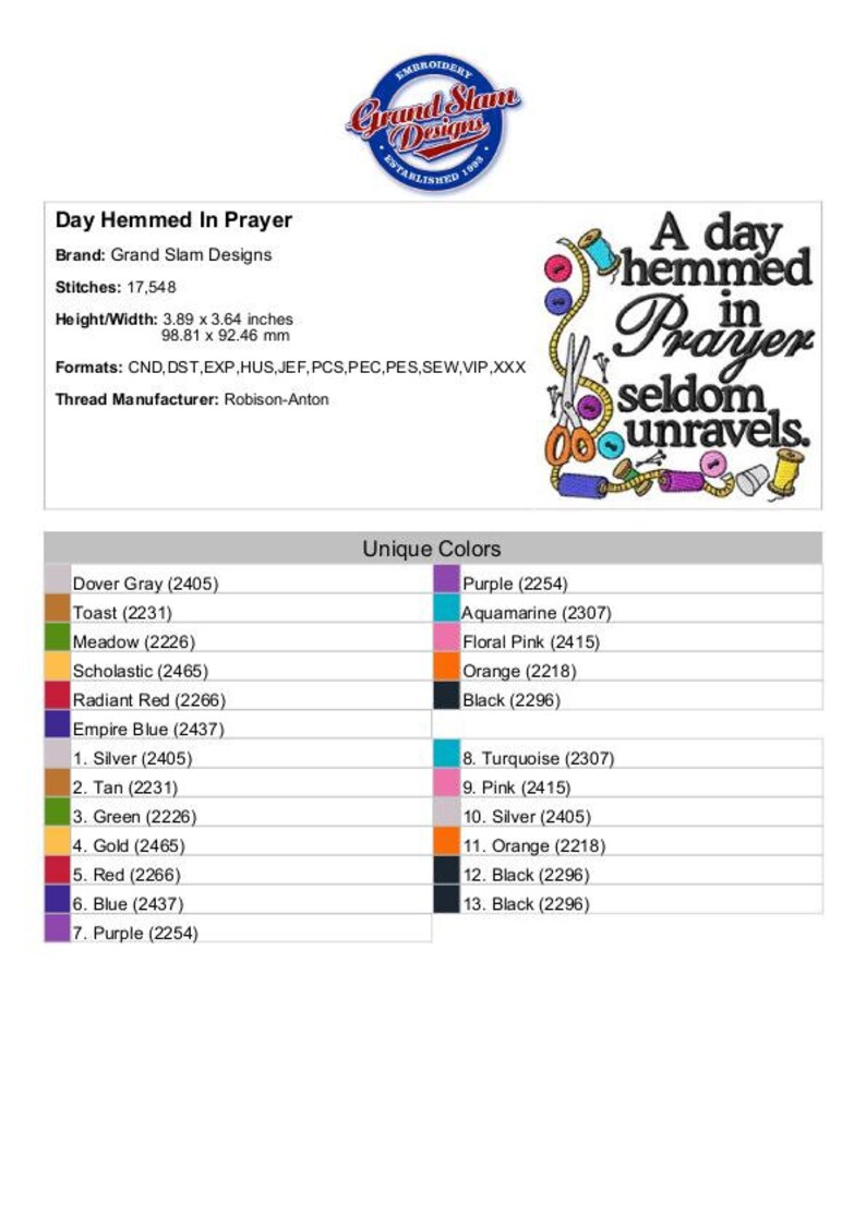 A Day Hemmed In Prayer - Machine Embroidery Design image 2
