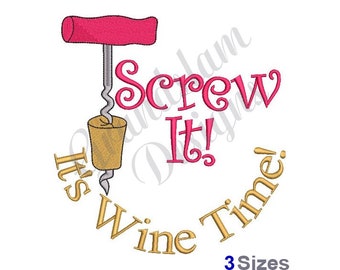 Screw It Corkscrew - machineborduurontwerp, borduurontwerpen, borduurwerk, borduurpatronen, borduurbestanden, direct downloaden