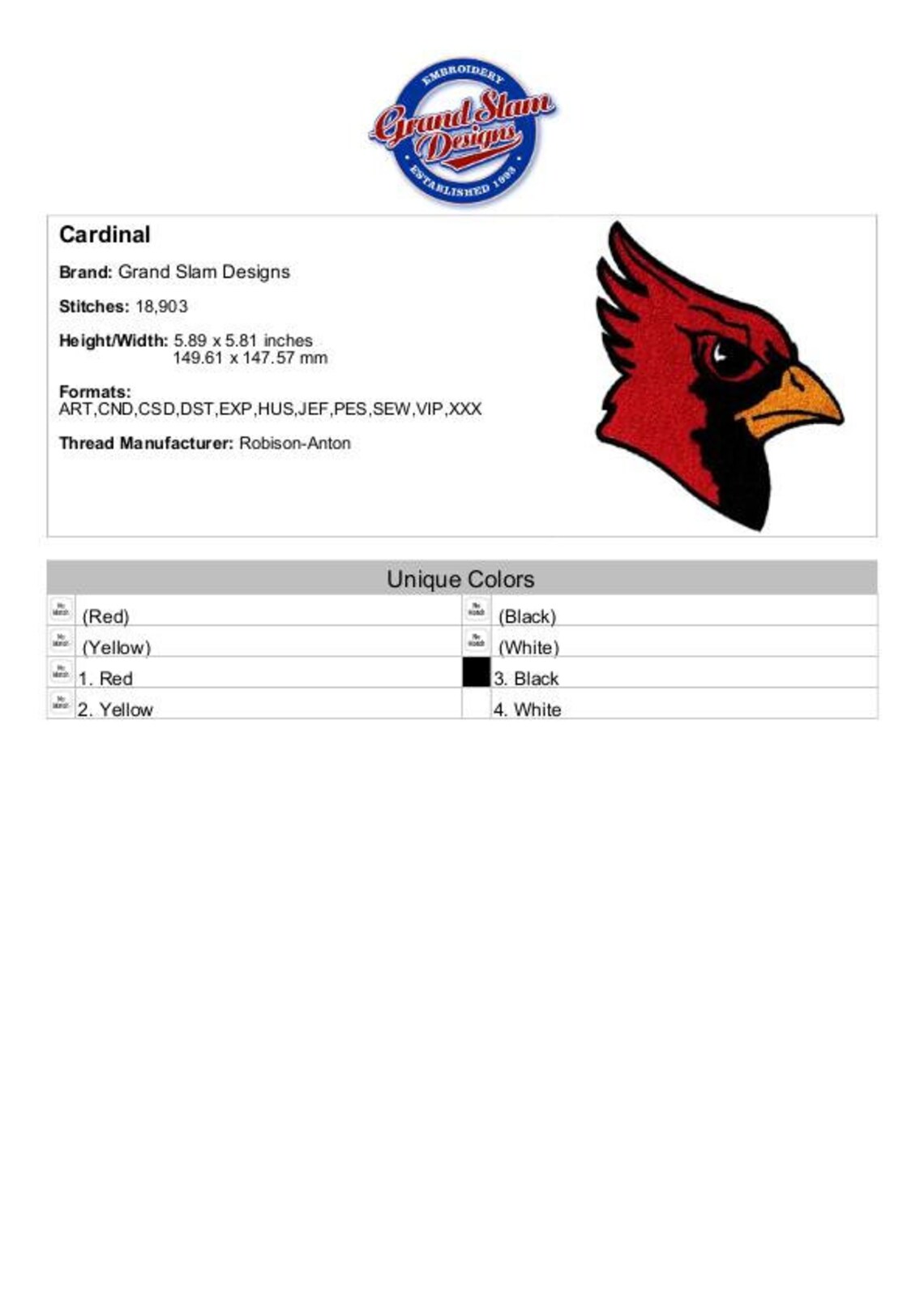 Cardinal Machine Design Cardinal - Machine Embroidery Design - Etsy