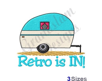 Retro Camper Travel Trailer - Machine Embroidery Design