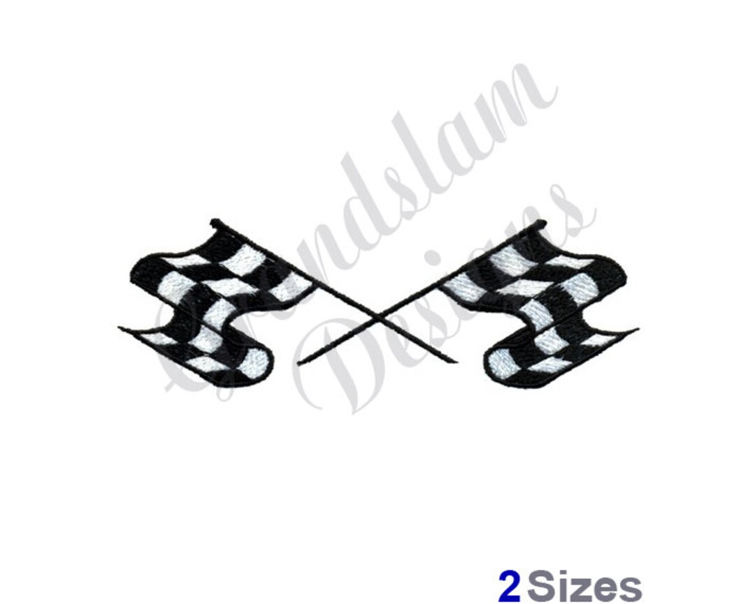 Crossed Racing Flags - Machine Embroidery Design - Etsy