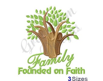 Family Tree Founded On Faith - Machine Embroidery Design