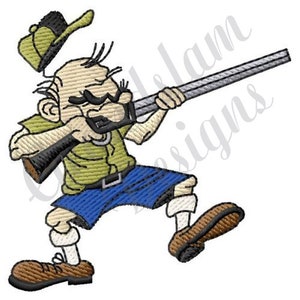 Cacciatore di cartoni animati: disegno di ricamo a macchina, disegni di ricamo, ricamo a macchina, modelli di ricamo, file di ricamo, download istantaneo