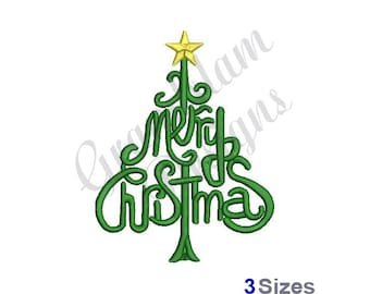 Merry Christmas Tree - Machine Embroidery Design