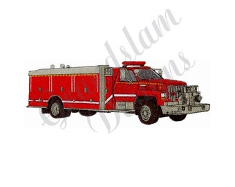 Fire Engine Machine Embroidery Design – 6x10 Hoop (Instant Download)
