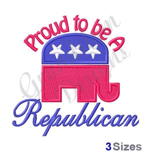 Proud Republican Machine Embroidery Design, Embroidery Designs, Machine Embroidery, Embroidery Patterns, Embroidery Files, Instant Download