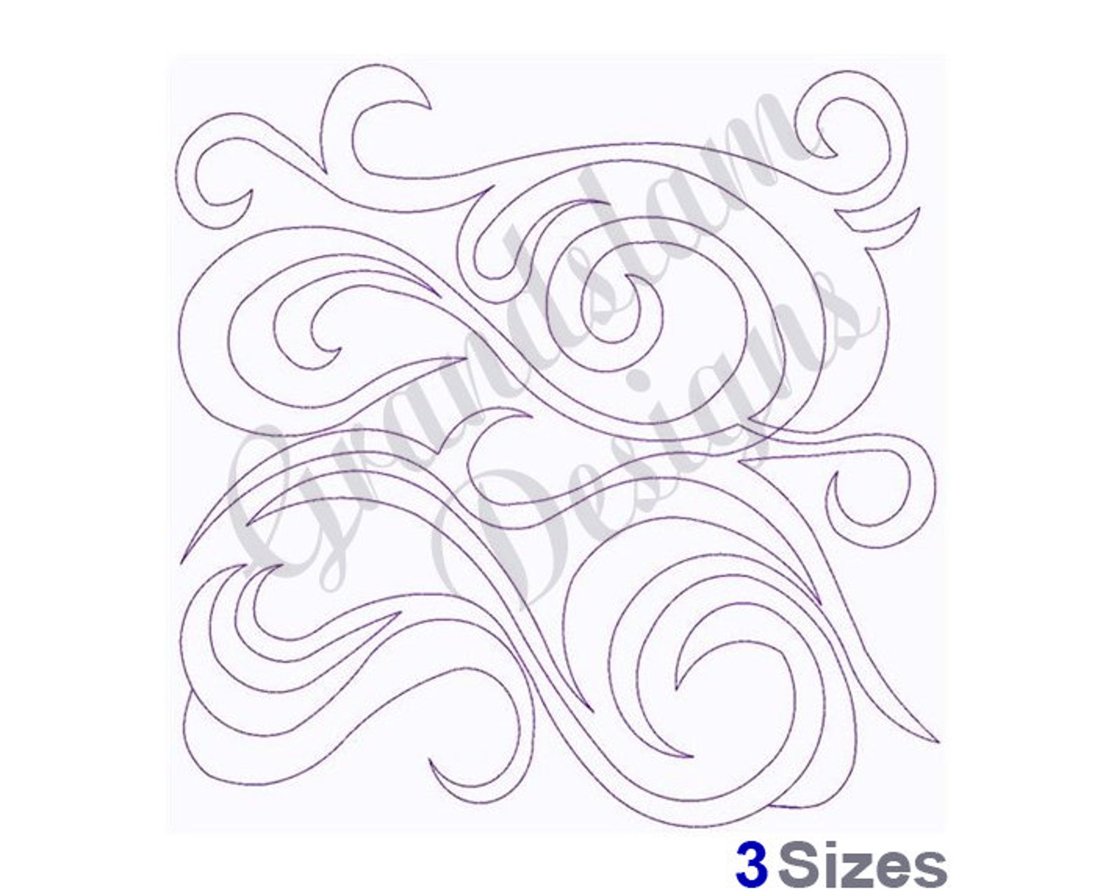 Continuous Stitching Swirly Outline Continuous Stitch Quilt Block - Machine Embroidery ...
