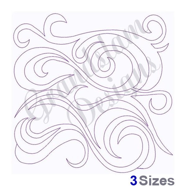 Swirly  Outline Continuous Stitch Quilt Block - Machine Embroidery Design, Embroidery Designs, Embroidery Patterns, Files, Instant Download