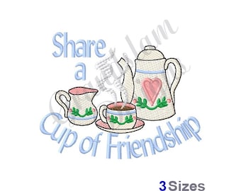 Teapot And Cup - Machine Embroidery Design