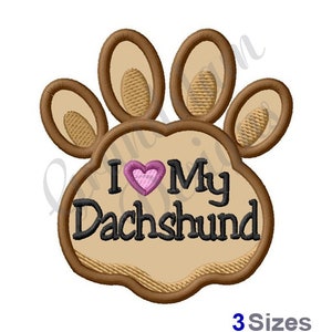 Love My Dachshund Dog - Machine Embroidery Design, Embroidery Designs, Embroidery, Embroidery Patterns, Embroidery Files, Instant Download
