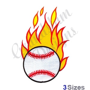 Baseball With Flames Machine Embroidery Design Embroidery - Etsy