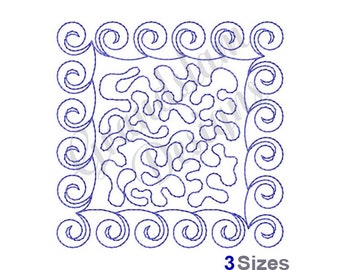 Swirled Square Redwork Machine Embroidery Design (Digital Download)